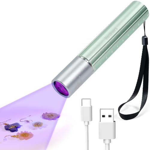 Resiners UV Resin Light, Mini 365nm Rechargeable UV Light for Resin | fast 10-20s curing, deep 365nm curing with portable design and auto shut-off safety for resin molds, jewelry and DIY