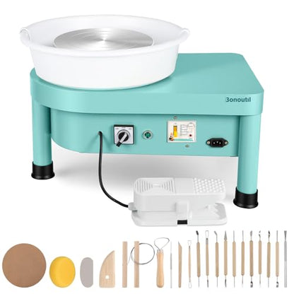 Bonoutil 10" Electric Pottery Wheel with Foot Pedal for Adults, Easy to Center Ceramic Forming Machine Max 20 lbs Capacity Clay Beginner's Art Sculpting Tools Kit for Home Use (Mint Green) - color: Mint Green