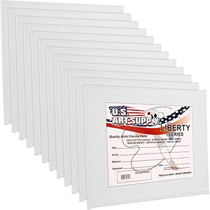 U.S. Art Supply 6 X 6 Inch Art Canvas Board Panels 12 Pack - 8 Ounce Heavyweight Cotton Acid Free Canvases for Painting Acrylics and Watercolor (1 Case of 12 Single Canvas Painting Panels) - size: 6" x 6"