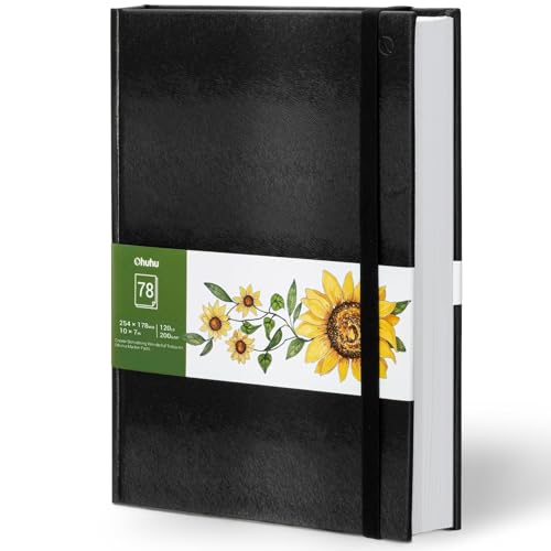 Ohuhu Marker Pads Art Sketchbook, 7"x10" Large Paper Size, 120 LB/200 GSM Drawing Papers, 78 Sheets/156 Pages, Hardcover Sketch Book for Alcohol Markers Christmas Gift - size: 7" x 10"