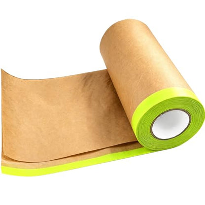 Pre-Taped Masking Paper for Painting,12" x50Feet Adhesive-Backed Tape and Drape Painters Paper Roll,Protective Covering for Car Painting,Auto Detailing,Skirting&Trim Surface Protection - color: Green