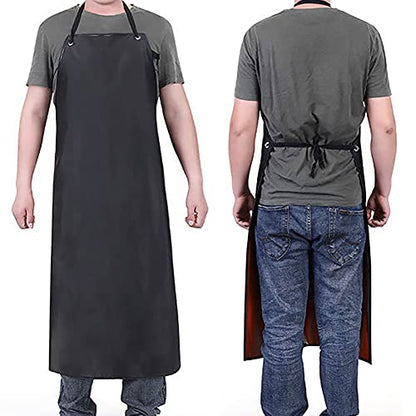 Somotersea Waterproof Aprons for Dishwashing Rubber Vinyl Lightweight Chemical Resistant Industrial Apron Adjustable Bib 40" for Work Grilling Lab Kitchen Butcher Black