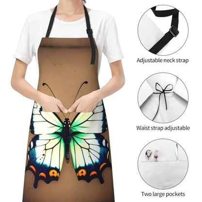 Cartoon heart sun Heavy Duty Waterproof Apron with Pockets for AdultsResistant Grilling, Gardening, Painting - color: Cute Little Butterfly