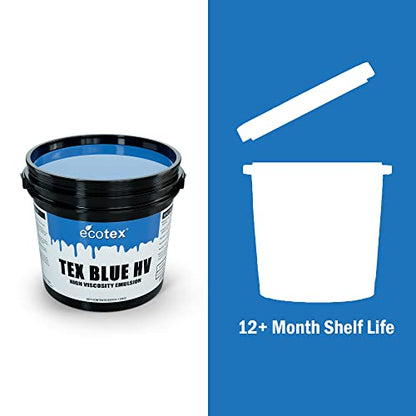 Ecotex® Tex Blue HV Emulsion (Quart - 32 oz.) - High Viscosity Pre-Sensitized Screen Printing Emulsion, for Plastisol and UV Inks, Silk Screens, Textiles, and Fabric - Screen Printing Supplies - size: Quart - 32oz.