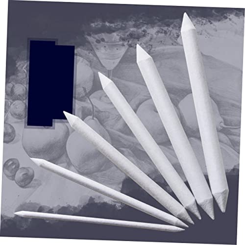 TEHAUX 15pcs Art Drawing Stump and Tortillions Set with Sandpaper Pencil Sharpener for Blending Shading and Detailing Sketches Light Grey Bag