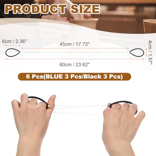 HARFINGTON Pottery Wire Tool 6Pcs 17.72" Standard Clay Wire Cutter Cutting Pottery Tools with Rubber Handle for Clay Cutting Sculpting Cheese Dough Tools, Blue/Black - color: Blue/Black