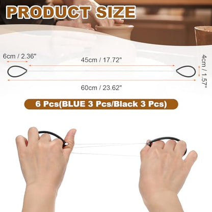 HARFINGTON Pottery Wire Tool 6Pcs 17.72" Standard Clay Wire Cutter Cutting Pottery Tools with Rubber Handle for Clay Cutting Sculpting Cheese Dough Tools, Blue/Black - color: Blue/Black