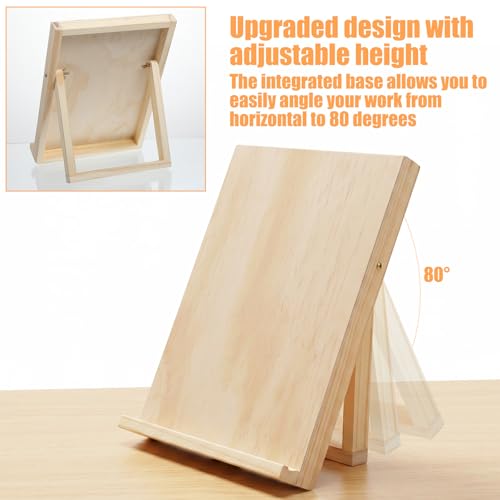 2 PCS Tabletop Easels for Painting, 11.8×8.5 Inch Art Easels for Painting | Foldable Desk Easel Portable 80 Degrees Adjustable Large Drawing Board for Canvas, Books and Artworks Storage