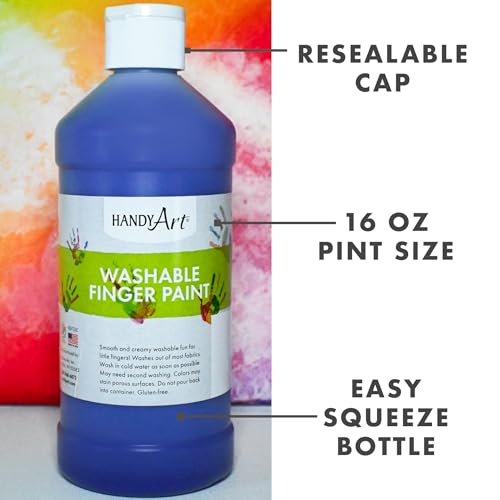Handy Art Washable Finger Paint, Violet, 16 oz Bottle, Easy Clean Up, Sensory Paints for Fingers & Hand Prints, Ages 3 & Up, Safe for Kids & Toddlers, AP Certified Non-Toxic, Made in USA - color: Violet