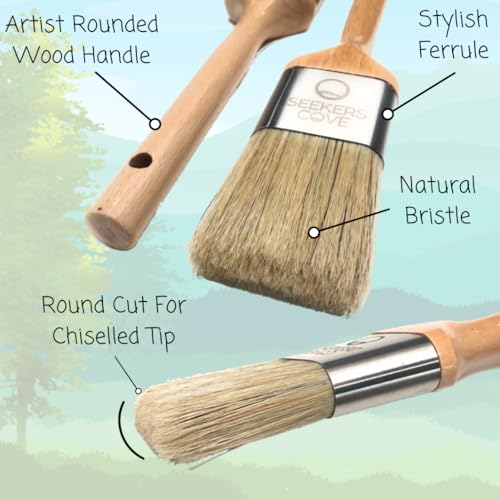 Seekers Cove Pro Landscape Brush Set - 13 Piece Artist Paintbrush Kit - Oil and Acrylic Brushes and Tools - 2, 1.5, 1 Inch, Pallet Knives, Fan, Filbert, Fineliner Set