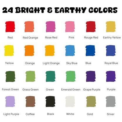 Coogert 24 Paint Pens for Rock, Fabric, Wood, Glass, Craft, Dual Tip Acrylic Paint Markers With Fine-Dot Tip for Canvas,Ceramic, Plastic, Art Painting Supplies Kit - style: Dual Tip