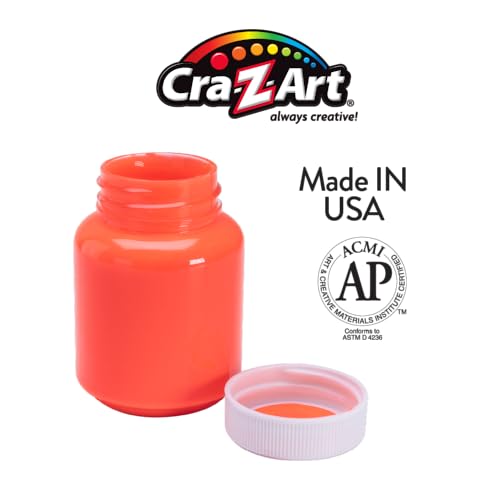 Cra-Z-Art Neon Washable Kids Paint 2oz Jars, 6 Colors Set