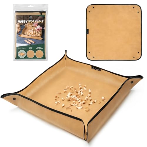 BeaverCraft Wood Carving Mess Mat for Easy Cleanup – Portable Woodworking Hobby Work Mat, MS Durable & Foldable Craft Surface for Whittling, Wood Chip & Dust Collector Protective for Home Workshop