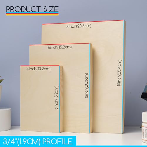 MEEDEN Unfinished Wood Canvas Kit: 3/4" Deep 4x6 6x8 8x10 Wooden Canvas Panel - 6 Pcs of Cradled Wood Art Boards for Pouring Art, Crafts, Painting - size: 4x6 6x8 8x10 - 6 Pack