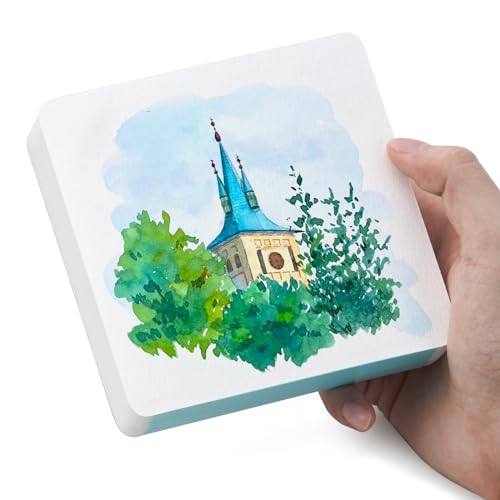 Lightwish 60 Sheets Mini Watercolor Sketchbook 4.7 * 4.7'' Cold Press 300gsm/140lb, Travel Size Portable Tearable Square Painting Notebook, Square Watercolor Sketch Book Art Paper Sketchbook - size: 4.7*4.7in