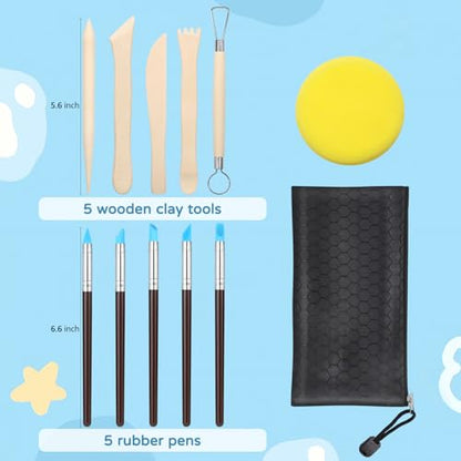 ZEHIQ White Air Dry Clay 6.6 lbs with 25pcs Pottery Sculpting Tools Set | Natural Modeling Clay, Pottery Wheel & Hand Building, DIY Craft Projects, Perfect for Beginners and Professional artists - color: 6.6lbs white + tools