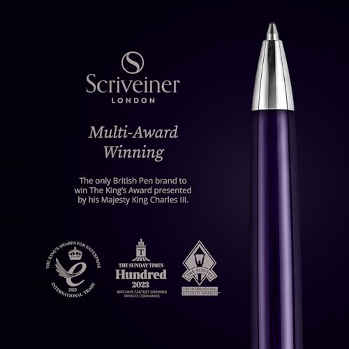Scriveiner Aubergine Lacquer Ballpoint Pen - Stunning Luxury Pen, Schmidt Black Refill, Best Gift Set for Men & Women, Professional Executive Office, Nice Fancy Designer Pens - color: 9. Aubergine