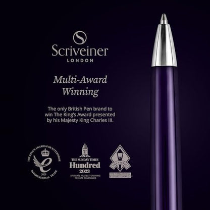 Scriveiner Aubergine Lacquer Ballpoint Pen - Stunning Luxury Pen, Schmidt Black Refill, Best Gift Set for Men & Women, Professional Executive Office, Nice Fancy Designer Pens - color: 9. Aubergine