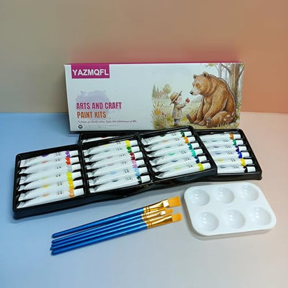 YAZMQFL Gouache Paint Set, 36 Colors Arts and Craft Paint Kit with Brushes and Palette for Artists