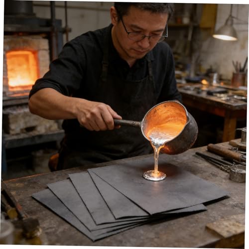 TEHAUX Heat Resistant Graphite Paper 5 Sheets 0.3mm Thick for Jewelry Making Metal Smelting Silver Gold Casting DIY Craft