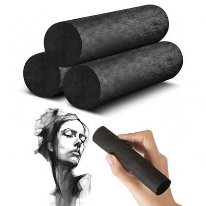 Gueevin 5 Pcs Jumbo Willow Charcoal Sticks 0.79-0.94 Inch Large Soft Willow Charcoal Chunky Drawing for Sketching Artist Back to School Supplies, Black