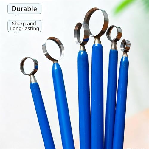 6pcs Clay Pottery Carving Tool Kit, Clay Pottery Trimming Sculpting Tools Set, 7.5, 9.5, 11.5, 13.5, 15.5, 17.5mm, Tungsten Steel Tip, for Clay Artists and Pottery Creation
