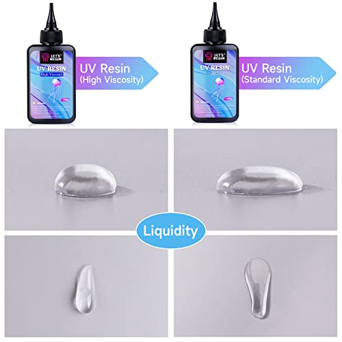 Bundle Set of LET'S RESIN Upgraded 1,000g Crystal Clear UV Resin and 200g High Viscosity Crystal UV Resin