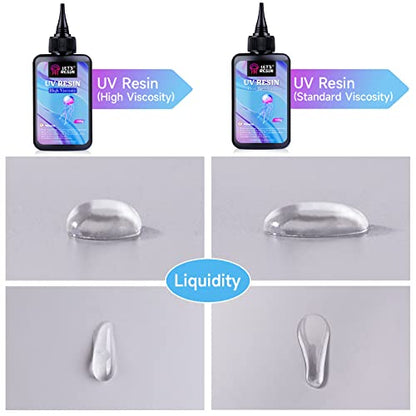 Bundle Set of LET'S RESIN Upgraded 1,000g Crystal Clear UV Resin and 200g High Viscosity Crystal UV Resin