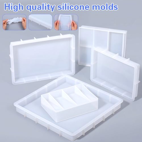 5Pcs Epoxy Resin Molds Set, Large Silicone Casting Molds for Resin, Square & Rectangular Shapes for DIY Art, Flower Preservation, Candle Making, Home Décor, Wedding Keepsakes