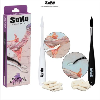 Soho Urban Artist Soft Pastel Sketch Squares Set of 48 with Pastel Blender Knife - Professional Vibrant Chalk Pastels