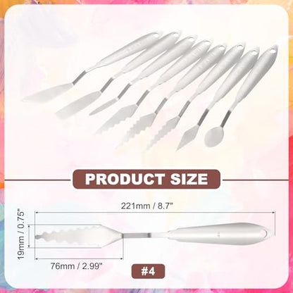 MECCANIXITY HM#4 Palette Knives 19mm Width Stainless Steel Spatula Painting Pallet Knife with Stainless Steel Handle for Oil Painting Acrylic Canvas Mixing Spreading - style: HM#4 + 19mm