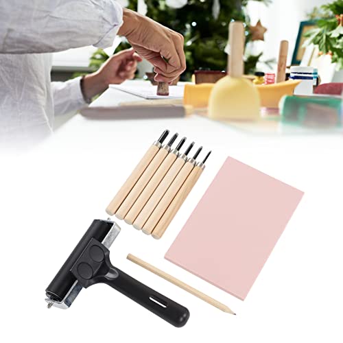 Pilipane Stamp Making Kit 6Pcs Carving Knives Flexible Roller Carving Block Tracing Papers for DIY Arts Beginners Rubber Stamp Carving Tools Wood Carving Set
