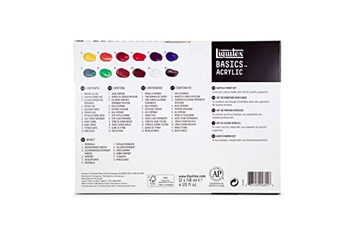 Liquitex Basics Acrylic Paint Set, 12 x 118ml (4-oz) Tubes - style: 12 x 118ml (4-oz)