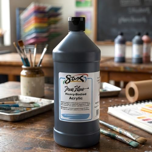 Sax Heavy Body Acrylic Paint for School and Arts and Crafts Use, Mars Black, 1 Quart - color: Mars Black, size: 32 Fl Oz (Pack of 1)