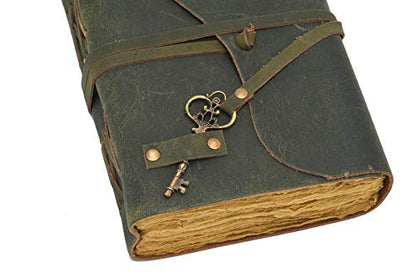 Leather Journal Writing Notebook - Antique Handmade Leather Bound journal with deckle edge paper For Men And Women Diary Large 7.5" X 5.5" Inches, Gift For Art Sketchbook, Travel Diary And Notebooks To Write In (7.5" X 5.5") (9" X 6") - size: 9" X 6"