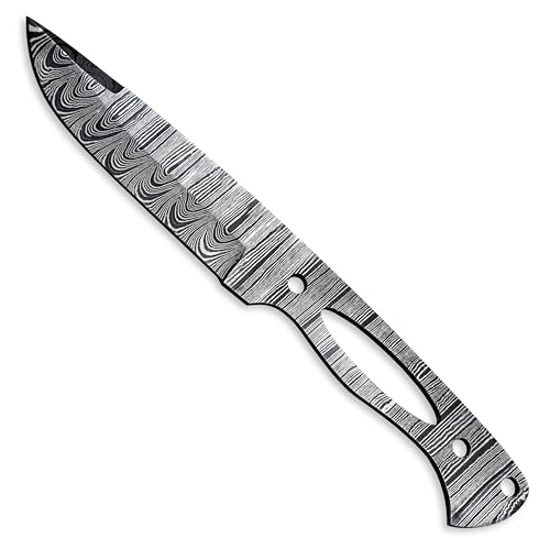 Custom Hand Forged Damascus Steel Blank Blade Knife Making Kit DIY Hunting Blade, Leather sheath, Pin, Scales,Damascus Blade Billet, Knife Making Supply (BK-E) - color: BK-E