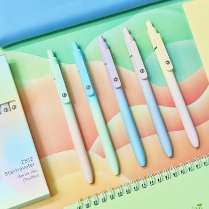 UIXJODO Gel Pens, 10 Pcs Black Ink Pens for Women, 0.7mm Medium Point Smooth Writing Pens with Silicone Grip, High-End Series Metal Clip Retractable Pens for Journaling Note Taking (10 Pcs Pastel) - color: 10 Pcs Pastel