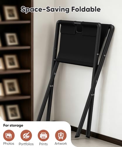 Mocomax Canvas Art Print Rack, Portable Folding Art Display Stand for Painting, Posters, Artwork, Prints, Canvas, Panels, Art Storage Drying Rack in Artist Galleries, Studios, 32.2"Wx25.5"Dx42.5"H (L) - size: Large