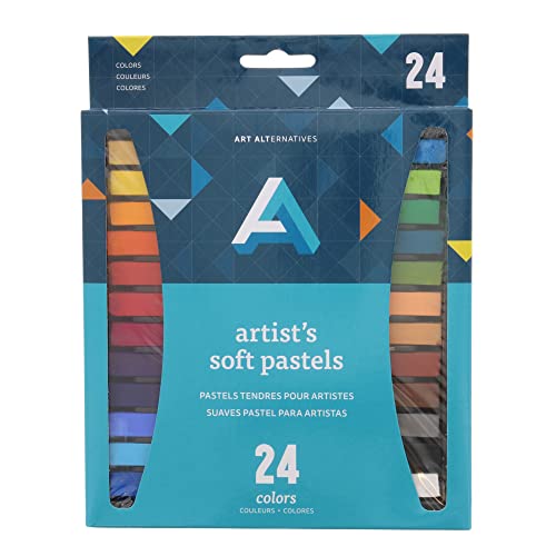Art Alternatives Artist Soft Pastel Set, 24-Colors - Reusable Inner Tray, Vibrant Colors, Rich Lay Down - 2-5/8" x 3/8" Stick Size - color: Assorted