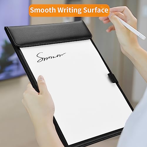 KINGFOM PU Leather Hardboard Office Clipboard, Magnetic Clip A4 Letter Size Clip Boards with Pen Holder for Nurses, Students, Teacher Black - style: 1 × KF-A206-F