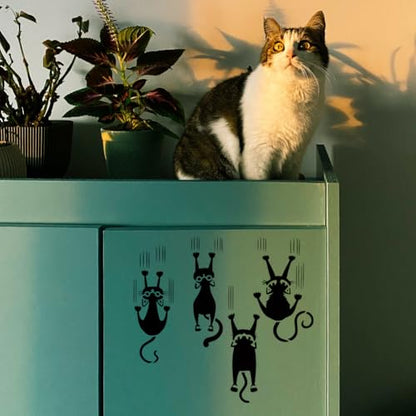 FINGERINSPIRE 5 PCS Peeking Cat Painting Stencil with 1 Pc Paint Brush Reusable 5 Styles Cat Pattern Painting Stencil Animal Cat Stencil for Painting on Wood Floor Wall Furniture DIY Home Decor