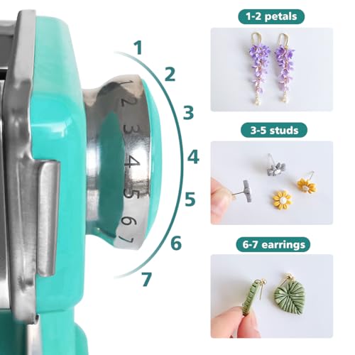 KEOKER Clay Press Machine, Polymer Clay Press Machine for Making Clay Earrings, Polymer Clay Roller Machine, 7 Thickness Stainless Steel Polymer Clay Pasta Machine, Polymer Clay Tools - color: Lake blue