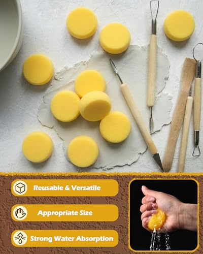 25Pcs Pottery Sponges 3inch, Painting Sponges, Pottery Sponges for Clay, Clay Sponge, Round Sponge, Clay sponges for Pottery, Paint sponges for Acrylic Painting, Artist Sponges