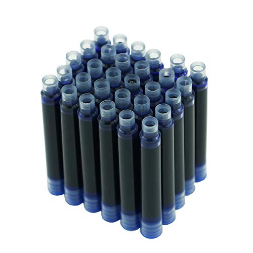 Asvine Hongdian Fountain Pen Blue Ink Cartridges, Set of 30 Refill Ink Cartridges, 3.4 mm Bore Diameter - color: Blue