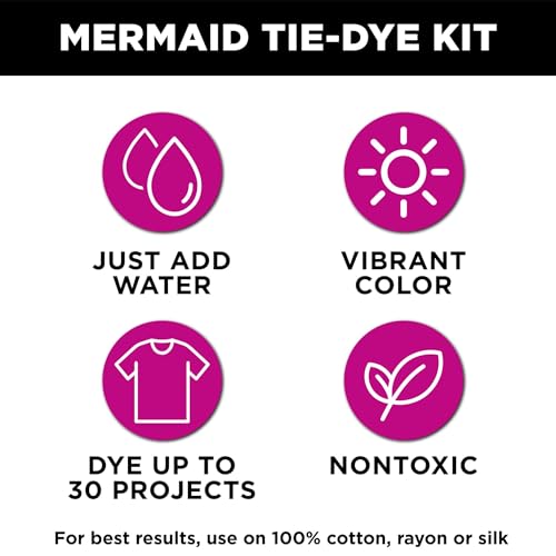 Tulip One-Step Tie-Dye Kit Mermaid, Party Activity, Permanent Fabric Dye, Vibrant Colors, Easy Clean-up, Makes 10 Bottles, Includes 5 Bonus Refill Packs, 8 Fun Techniques Included - color: Mermaid