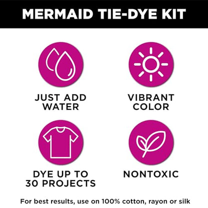 Tulip One-Step Tie-Dye Kit Mermaid, Party Activity, Permanent Fabric Dye, Vibrant Colors, Easy Clean-up, Makes 10 Bottles, Includes 5 Bonus Refill Packs, 8 Fun Techniques Included - color: Mermaid