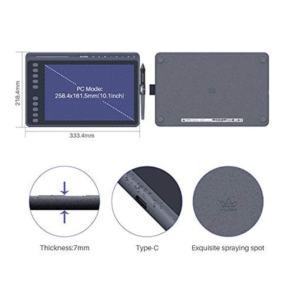 HUION HS611 Drawing Tablet 8192 Pressure Graphics Tablet with 10 HotKeys | Digital Art Tablet with Tilt Support Battery-Free Stylus, 8 Multimedia Keys, Touch Ring, 10x6inch Android Support Drawing Pad - size: Large