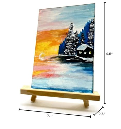 9.5 Inch Adjustable Mini Wood Tripod Easel Stand Small Tabletop Wooden Easel Painting Easel Stand Triangle Tabletop Canvas Holde Painting Canvas Painting Holder for Cards Phone Artist Photo Artworks