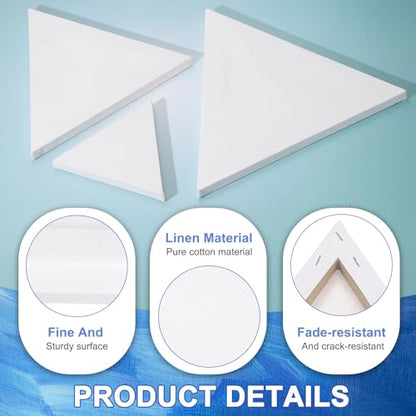 PATIKIL 2 Pcs Triangle Shaped Canvas Board, 12''x12'' Blank Painting Board Panels Pure Cotton Stretched Canvas for Painting Acrylic Oil Creative Art Projects, White - size: 12''x12''