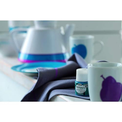 Pebeo Porcelaine 150, Water-Based High-Gloss Porcelain Paint, 45 ml Bottle - Lapis Blue - color: Lapis Blue